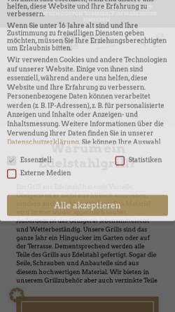 Vorschau der mobilen Webseite www.edelstahlgrill.de, Edelstahlgrillgeräte Dittmar Kiltz