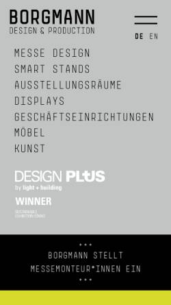 Vorschau der mobilen Webseite www.borgmann-design.de, Borgmann Ausstellungsbau und Design GmbH