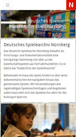 Vorschau der mobilen Webseite spielearchiv.nuernberg.de, Deutsches Spiele-Archiv