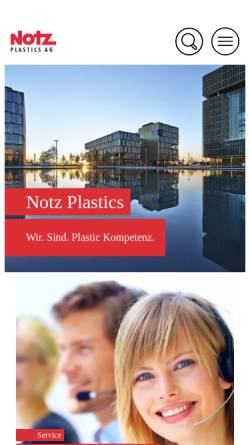 Vorschau der mobilen Webseite www.notz-plastics.ch, Notz Plastics AG - Kunststoffe