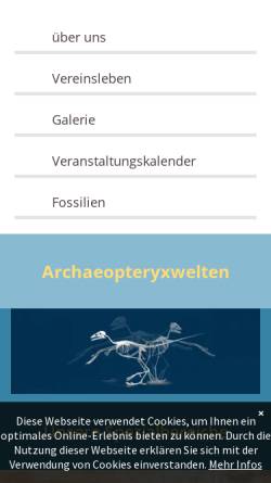 Vorschau der mobilen Webseite www.urvogelfreunde.de, Freunde und Förderer des Bürgermeister-Müller-Museums Solnhofen E.V.