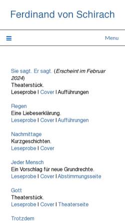 Vorschau der mobilen Webseite www.schirach.de, Rechtsanwalt Ferdinand von Schirach