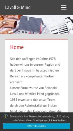 Vorschau der mobilen Webseite www.lavall-mind-heizung.de, Lavall und Mind Heizung und Sanitär GmbH