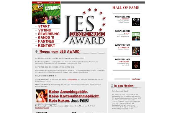 Vorschau von www.jes-award.de, JES Newcomer Music Award