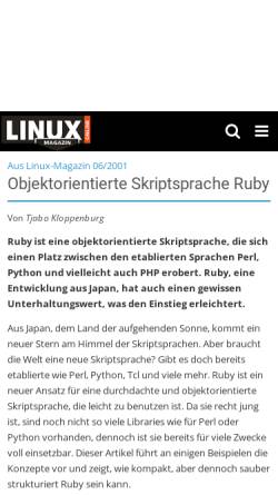 Vorschau der mobilen Webseite www.linux-magazin.de, Linux-Magazin: Roter Stern
