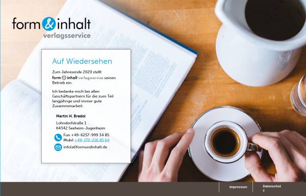 Vorschau von formundinhalt.de, Form & Inhalt Verlagsservice
