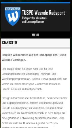 Vorschau der mobilen Webseite www.tuspoweende-radsport.de, Radsportverein Tuspo Weende