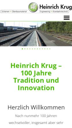 Vorschau der mobilen Webseite www.heinrich-krug.de, Heinrich Krug GmbH & Co
