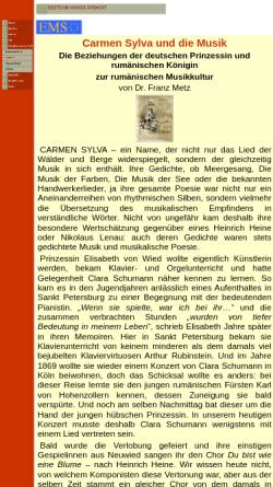 Vorschau der mobilen Webseite www.edition-musik-suedost.de, Carmen Sylva