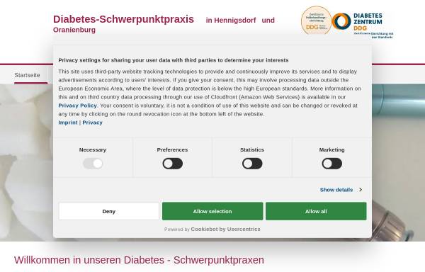 Vorschau von www.diabetes-ohv.de, Diabetes-Schwerpunktpraxis Hennigsdorf und Oranienburg