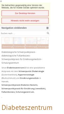 Vorschau der mobilen Webseite www.diabeteszentrum-l1.de, Diabeteszentrum L1 - Dr. med. Andreas Lueg