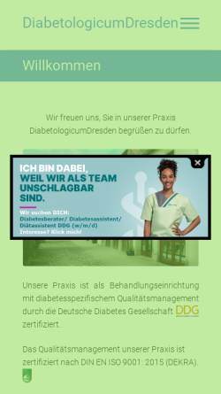 Vorschau der mobilen Webseite www.diabetologie-dd.de, Mölle, Dr. med. Andrea