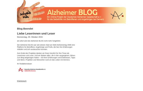 Vorschau von www.alzheimerblog.de, Alzheimer-Blog