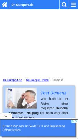 Vorschau der mobilen Webseite www.dr-gumpert.de, Demenz