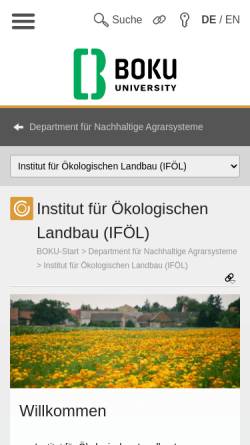 Vorschau der mobilen Webseite www.nas.boku.ac.at, Institut für ökologischen Landbau