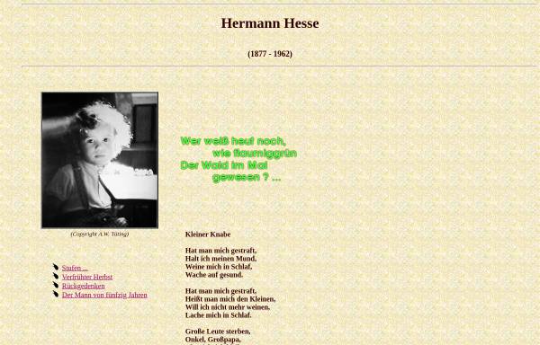 Vorschau von www.fa-kuan.muc.de, Gedichte von Hermann Hesse