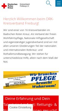 Vorschau der mobilen Webseite www.drk-freiburg.de, DRK-Rettungsdienst Freiburg