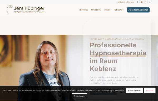 Vorschau von jenshuebinger.de, Fachpraxis für medizinische Hypnose