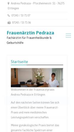 Vorschau der mobilen Webseite www.frauenaerztin-pedraza-ettlingen.de, Pedraza, Andrea