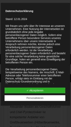 Vorschau der mobilen Webseite bigzanders-feuerwerke.de, Big Zanders Feuerwerke - Alexander Boddin