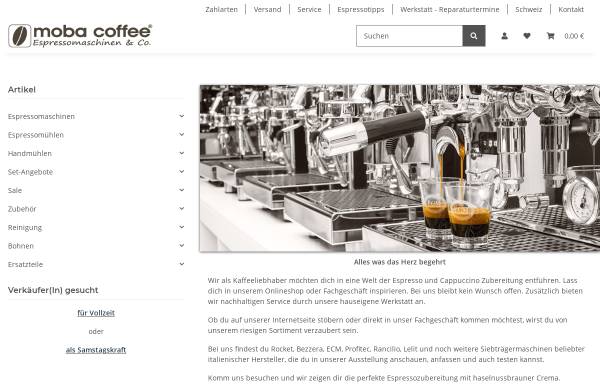 Vorschau von mobacoffee.de, Moba Coffee Espressomaschinen, Monika Batka