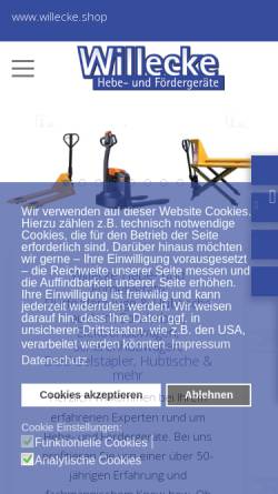 Vorschau der mobilen Webseite www.willecke.de, Gabelstapler Willecke