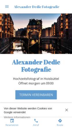 Vorschau der mobilen Webseite alexander-dedic-fotografie.business.site, Fotoatelier Dedic - Alexander Dedic