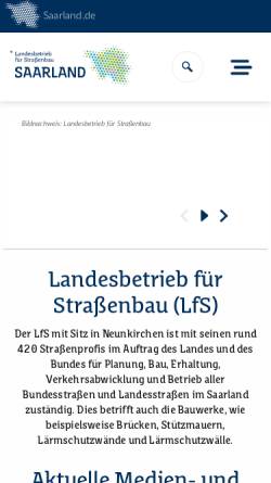 Vorschau der mobilen Webseite www.saarland.de, LfS Landesbetrieb für Straßenbau