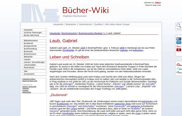 Vorschau von www.buecher-wiki.de, Gabriel Laub: Ein aus Polen stammender Schriftsteller