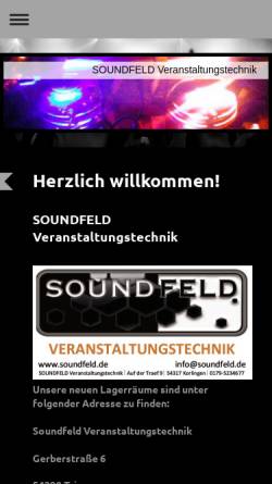 Vorschau der mobilen Webseite www.soundfeld.de, Soundfeld Veranstaltungstechnik
