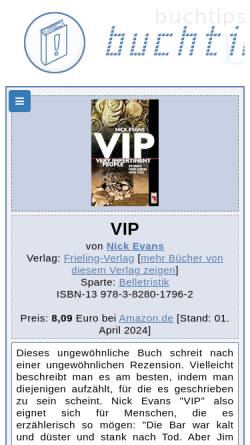 Vorschau der mobilen Webseite www.buchtips.net, VIP