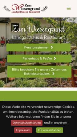 Vorschau der mobilen Webseite www.wiesengrund-eifel.de, Landgasthof und Restaurant Zum Wiesengrund