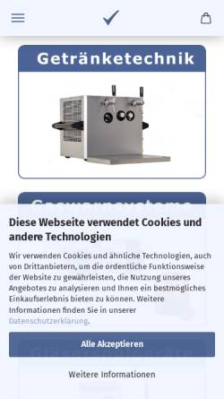 Vorschau der mobilen Webseite www.schankanlagen-fachbetrieb.de, Schankanlagen Fachbetrieb - Versandhandel Jens Koester