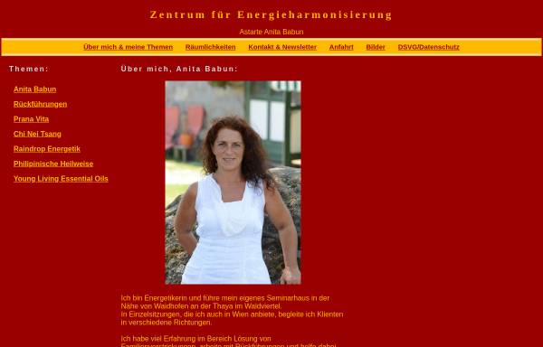 Vorschau von www.anita-babun.at, Zentrum für Energieharmonisierung Anita Babun
