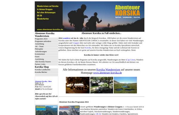 Vorschau von www.abenteuercorsica.com, Wanderurlaub auf Korsika