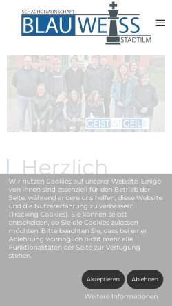 Vorschau der mobilen Webseite blau-weiss-stadtilm.de, Schachgemeinschaft Blau Weiß Stadtilm e.V.