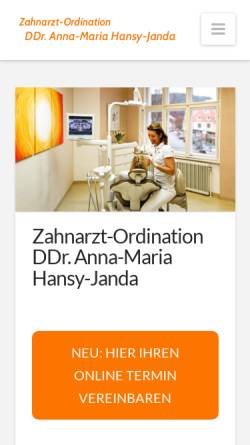 Vorschau der mobilen Webseite www.zahnarzt-hansy.at, Ordination DDr. Hansy-Janda