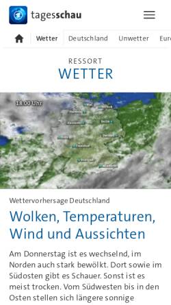 Vorschau der mobilen Webseite wetter.tagesschau.de, Tagesschau Wetter