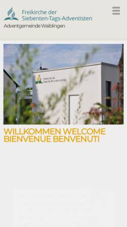 Vorschau der mobilen Webseite waiblingen.adventist.eu, Adventgemeinde Waiblingen