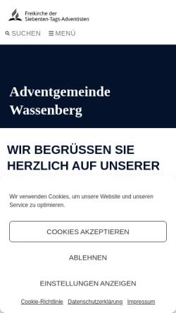 Vorschau der mobilen Webseite adventisten-wassenberg.de, Adventgemeinde Wassenberg