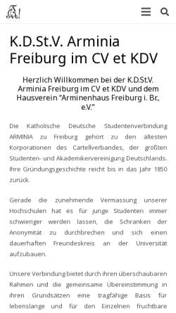 Vorschau der mobilen Webseite www.arminia-freiburg.de, Arminia