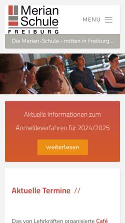 Vorschau der mobilen Webseite www.merian.fr.bw.schule.de, Merian-Schule