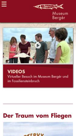 Vorschau der mobilen Webseite www.museum-berger.de, Museum Bergér