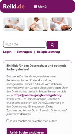 Vorschau der mobilen Webseite reiki.de, Reiki.de