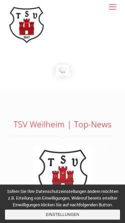 Vorschau der mobilen Webseite www.tsv-weilheim.com, TSV 1847 Weilheim e.V.