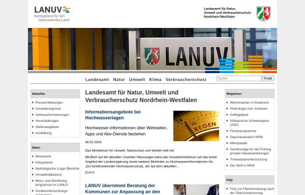 Vorschau von www.lanuv.nrw.de, Landesamt für Natur, Umwelt und Verbraucherschutz Nordrhein-Westfalen (LANUV)