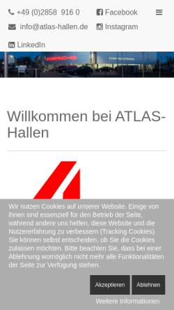 Vorschau der mobilen Webseite www.atlas-hallen.de, Atlas Ward GmbH