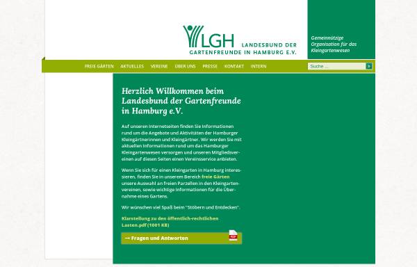 Vorschau von www.gartenfreunde-hh.de, Landesbund der Gartenfreunde in Hamburg e. V.