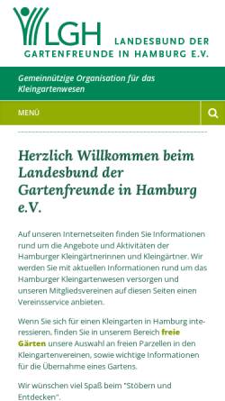 Vorschau der mobilen Webseite www.gartenfreunde-hh.de, Landesbund der Gartenfreunde in Hamburg e. V.