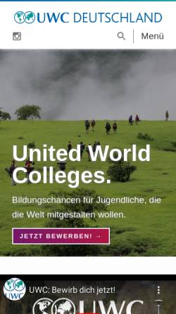 Vorschau der mobilen Webseite www.uwc.de, United World Colleges (UWC)
